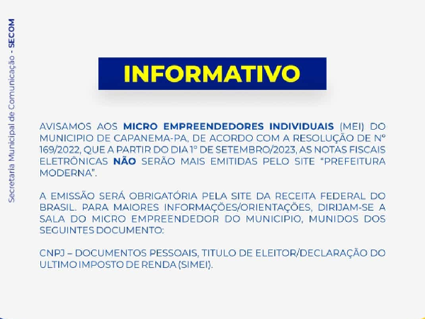 Informativo aos micro empreendedores individual